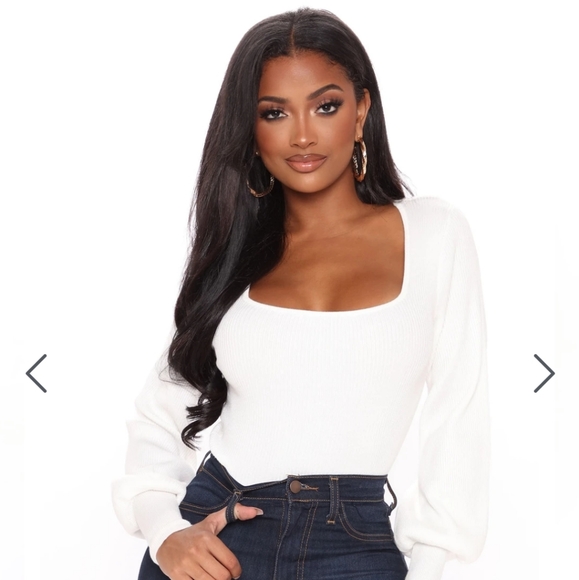 Fashion Nova Tops - White sexy long sleeve sweater